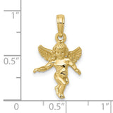 3D Polished Solid Angel Charm Pendant in Real 10k Yellow Gold