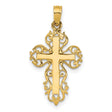 10k Yellow Gold Cross Pendant, Filigree Design, Vintage Religious Style, Unisex Jewelry