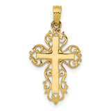 10k Yellow Gold Cross Pendant, Filigree Design, Vintage Religious Style, Unisex Jewelry