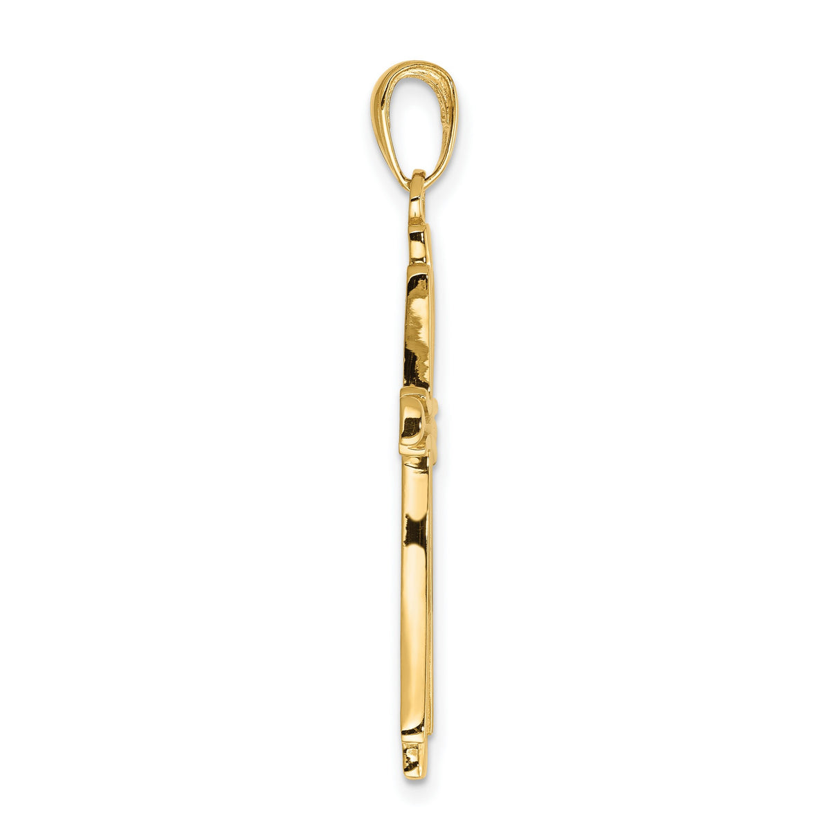 10k Yellow Gold Cross Pendant with Polished Dimensional Design for Men and Women