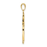 10k Yellow Gold Cross Pendant with Polished Dimensional Design for Men and Women
