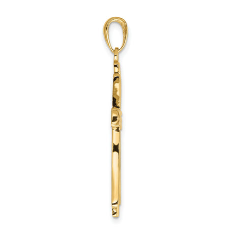 10k Yellow Gold Cross Pendant with Polished Dimensional Design for Men and Women