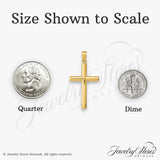 10k Yellow Gold Cross Pendant with Smooth Cylindrical Bar Design, Polished Finish, Religious Charm