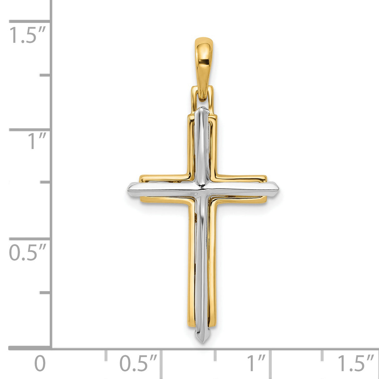 Fancy Cross Charm Pendant in Real 10k Multi-Tone Gold