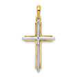 Fancy Cross Charm Pendant in Real 10k Multi-Tone Gold