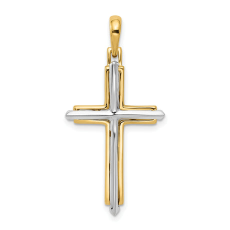 Fancy Cross Charm Pendant in Real 10k Multi-Tone Gold