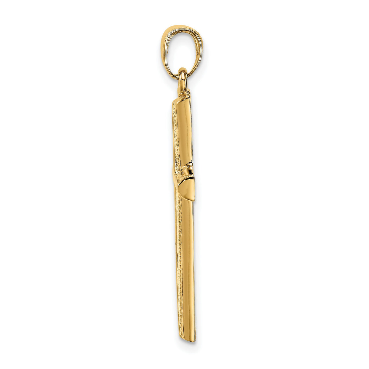 10k Yellow Gold Cross Pendant with Beveled Latin Design, High Polish Finish, Religious Jewelry