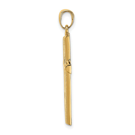 10k Yellow Gold Cross Pendant with Beveled Latin Design, High Polish Finish, Religious Jewelry