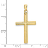 10k Yellow Gold Cross Pendant with Beveled Latin Design, High Polish Finish, Religious Jewelry