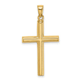 10k Yellow Gold Cross Pendant with Beveled Latin Design, High Polish Finish, Religious Jewelry