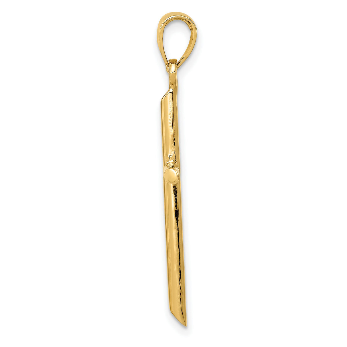 10k Yellow Gold Cross Pendant, Tubular Design with Tapered Bail, Unisex Spiritual Jewelry