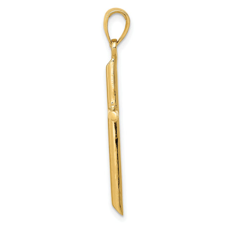 10k Yellow Gold Cross Pendant, Tubular Design with Tapered Bail, Unisex Spiritual Jewelry