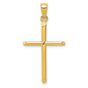 10k Yellow Gold Cross Pendant, Tubular Design with Tapered Bail, Unisex Spiritual Jewelry