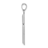 10k White Gold Cross Pendant, Vertical Tubular Religious Charm for Men and Women