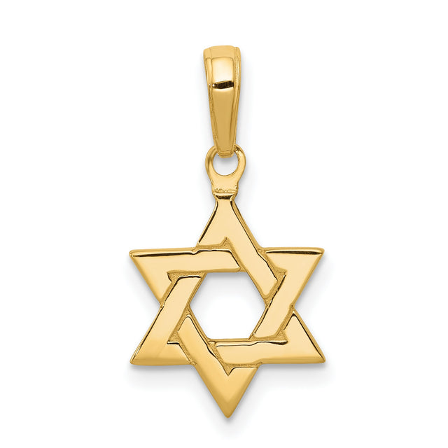 10k Yellow Gold Star of David Pendant with Interlocking Triangle Design