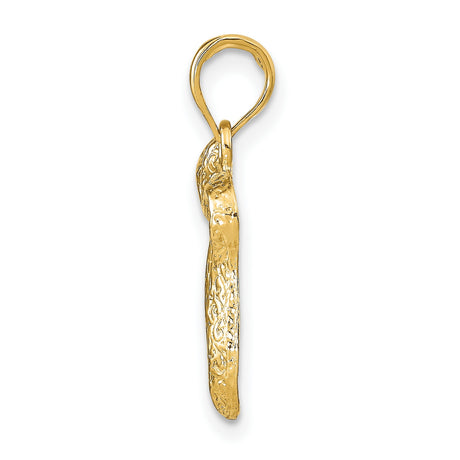 10k Yellow Gold Chai Pendant, Textured Hebrew Symbol of Life, Jewish Religious Charm