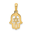 10k Yellow Gold Hamsa Pendant with Star of David, Jewish Religious Symbol for Faith and Protection