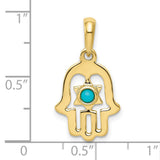 10k Yellow Gold Hamsa Hand Pendant with Turquoise, Star of David Design, Unisex Amulet Charm