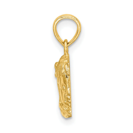 10k Yellow Gold Girl Pendant, Side Profile Charm with Bow, Sentimental Family Keepsake Jewelry