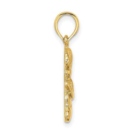 10k Yellow Gold Kneeling Boy Prayer Pendant, Religious Christian Symbol for Women