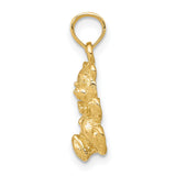 10k Yellow Gold Teddy Bear Pendant with Textured Finish and Bow Tie Design