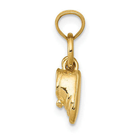 10k Yellow Gold Baby Booties Pendant with Circle Loop, 3D Moveable Charm, Motherhood Symbol