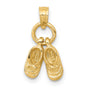 10k Yellow Gold Baby Booties Pendant with Circle Loop, 3D Moveable Charm, Motherhood Symbol