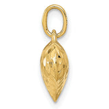 Polished Textured 3-D Heart Charm Pendant in Real 10k Yellow Gold