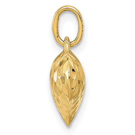 10k Yellow Gold Heart Pendant, Textured Diamond Cut 3D Heart Charm for Women