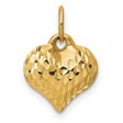 Polished Textured 3-D Heart Charm Pendant in Real 10k Yellow Gold