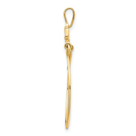 10k Yellow Gold Hoop Earrings with Dolphin and Heart Wave Design, Ocean and Nautical Theme