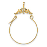 10k Yellow Gold Hoop Earrings with Dolphin and Heart Wave Design, Ocean and Nautical Theme