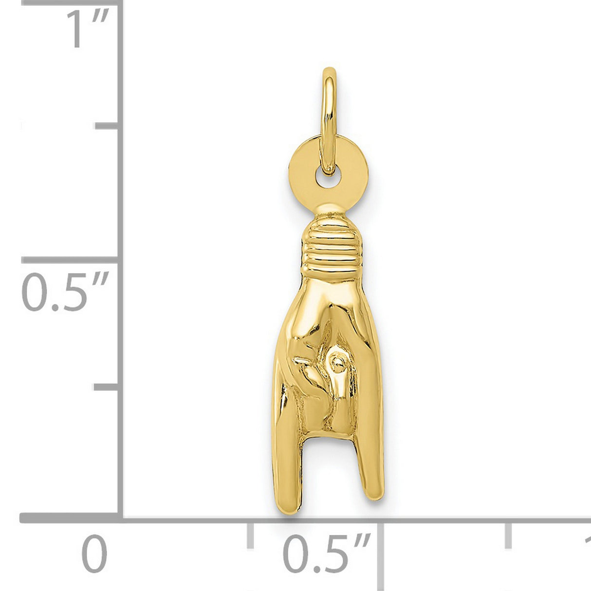 10k Yellow Gold Mano Cornuto Pendant, Italian Horned Hand Amulet for Evil Eye Protection