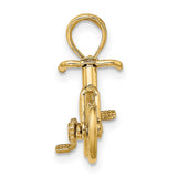 10k Yellow Gold Bicycle Pendant, 3D Road Bike Charm, Cycling Jewelry for Men and Women