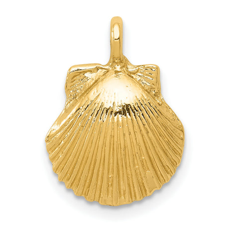 10k Yellow Gold Scallop Shell Pendant, Camino de Santiago Symbol, Spiritual Charm for Women or Unisex