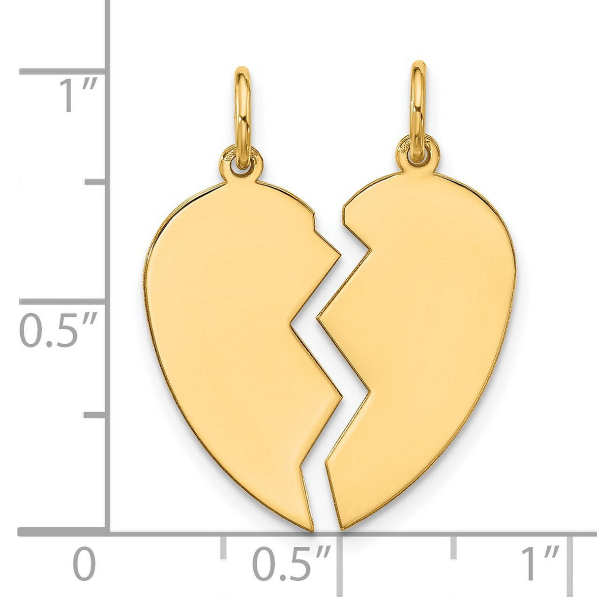 2 piece Small Heart Charm Pendant in Real 10k Yellow Gold