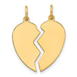 2 piece Small Heart Charm Pendant in Real 10k Yellow Gold