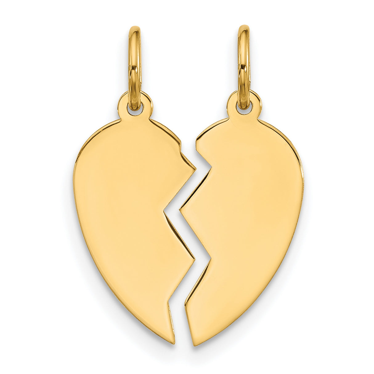 2 piece Extra Small Heart Charm Pendant in Real 10k Yellow Gold