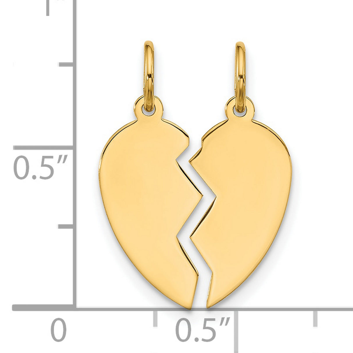 2 piece Extra Small Heart Charm Pendant in Real 10k Yellow Gold