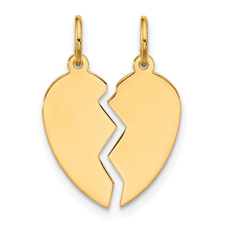 2 piece Extra Small Heart Charm Pendant in Real 10k Yellow Gold