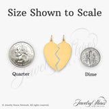 10k Yellow Gold Heart Pendant Set, Breakable Twin-Bail Charm for Couples or Friends