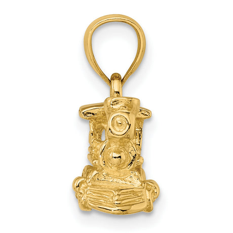 10k Yellow Gold Locomotive Pendant, Detailed Steam Train Engine Charm, Vintage Americana Style