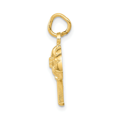 10k Yellow Gold Firefighter Helmet and Axes Pendant with FD Initials, Fireman Tribute Charm