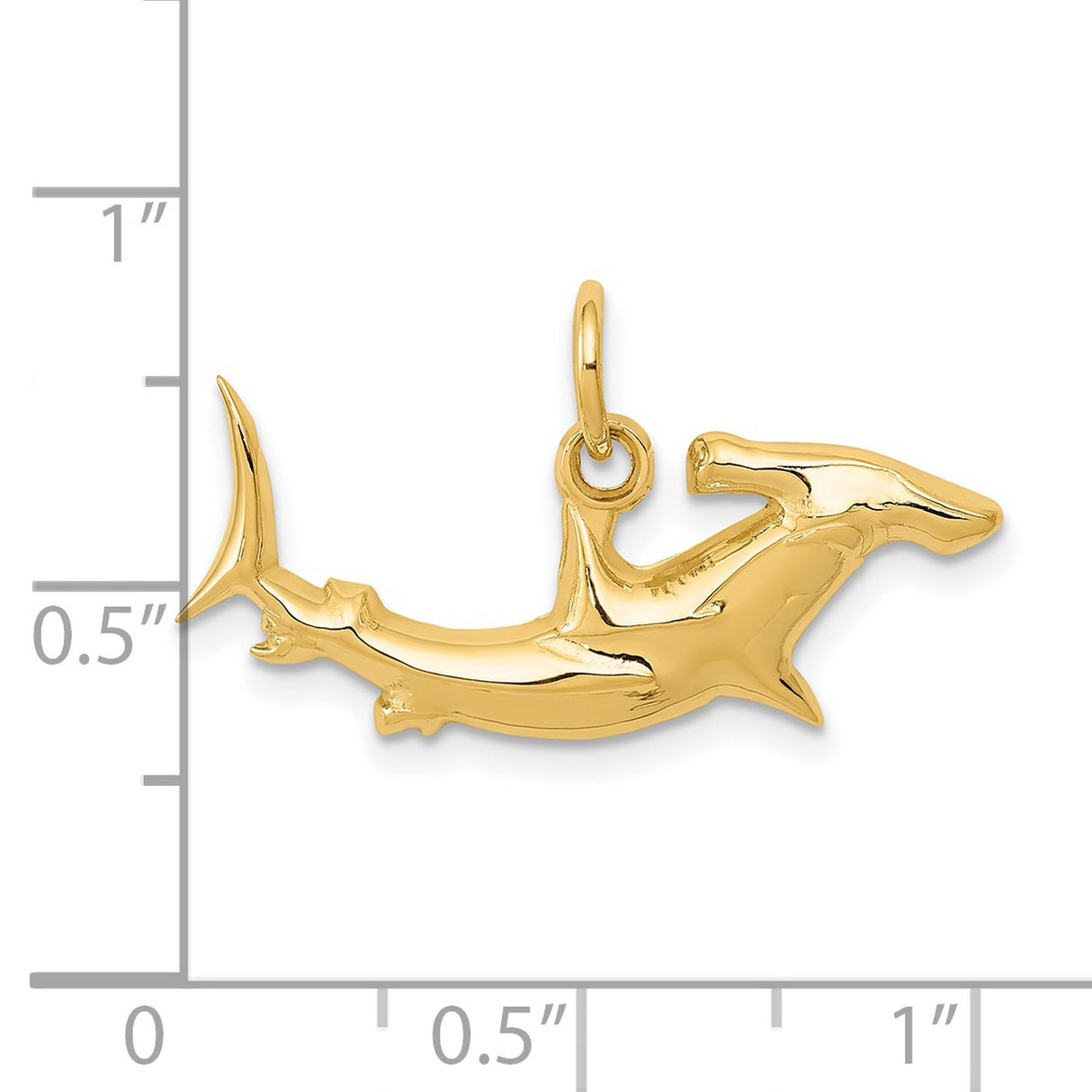 10k Yellow Gold Hammerhead Shark Pendant, Polished Nautical Marine Life Theme, Unisex Design