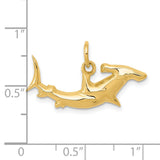 10k Yellow Gold Hammerhead Shark Pendant, Polished Nautical Marine Life Theme, Unisex Design