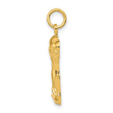 10k Yellow Gold Track and Field Pendant with Sprinter Starting Stance, Unisex Sports Charm