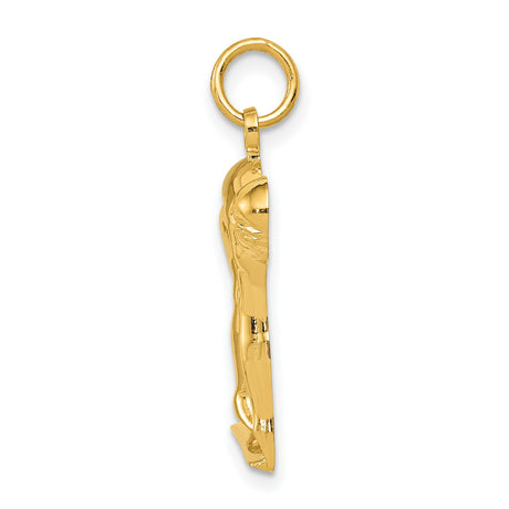 10k Yellow Gold Track and Field Pendant with Sprinter Starting Stance, Unisex Sports Charm