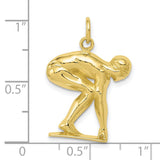 10k Yellow Gold Track and Field Pendant with Sprinter Starting Stance, Unisex Sports Charm
