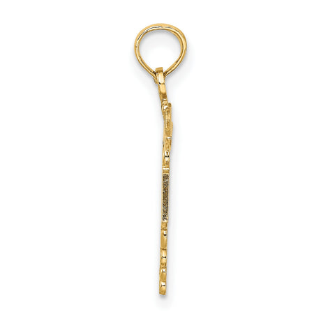 10k Yellow Gold RN Pendant with Caduceus Symbol, Medical Charm for Nurses