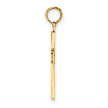 10k Yellow Gold RN Caduceus Cross Pendant, Medical Symbol, Christian Faith Jewelry